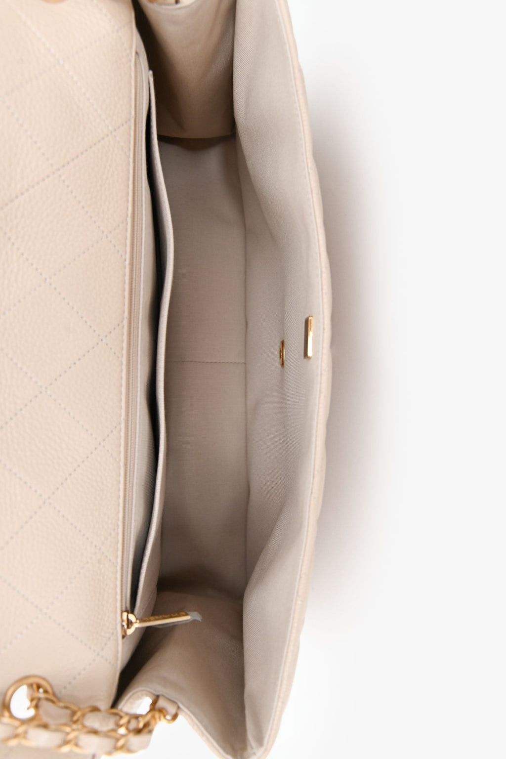 Chanel™ Beige Calfskin Leather Airline XXL Single Flap Bag