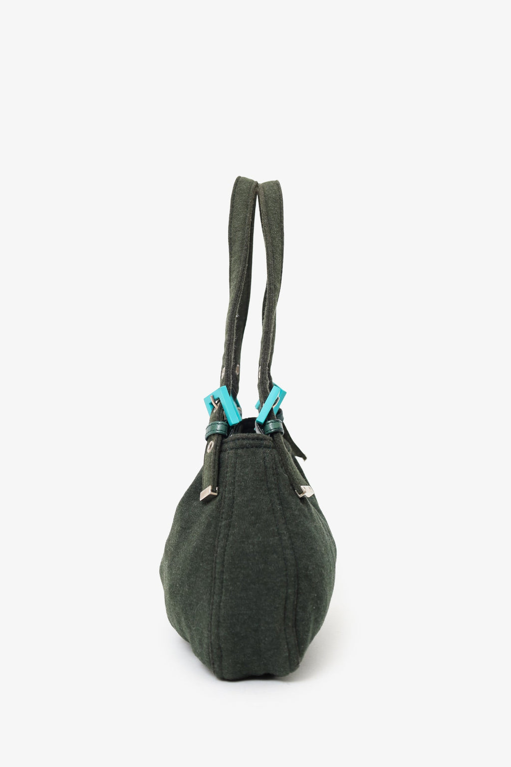 Fendi Green/Blue Jersey Double Strap Mama Baguette Bag