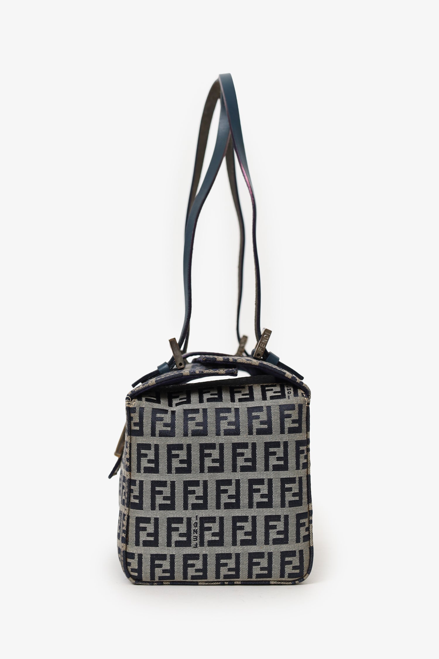 Fendi Navy/Grey FF Zucca Canvas Bento Box Bag