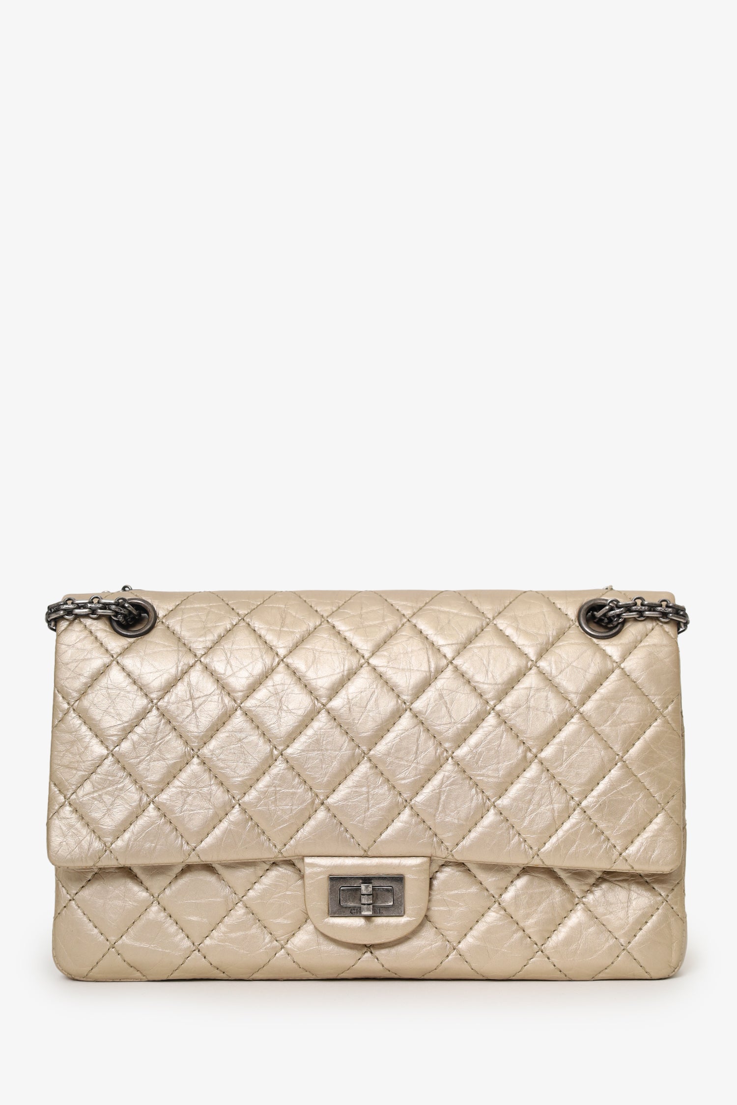 Chanel™ 2012-13 Beige Metallic Aged Calfskin 2.55 Reissue Flap Bag