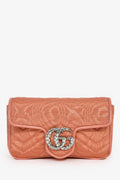 Gucci Blush Moire Mini GG Marmont Crystal Chain Belt Bag