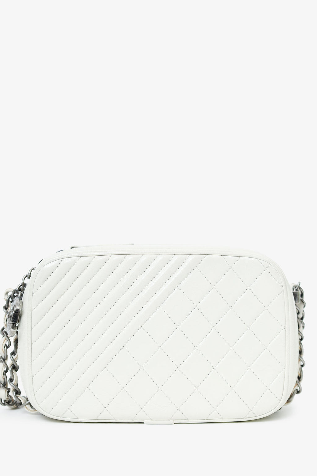 Chanel™ 2014-15 White Quilted Lambskin Leather Coco Boy Camera Bag