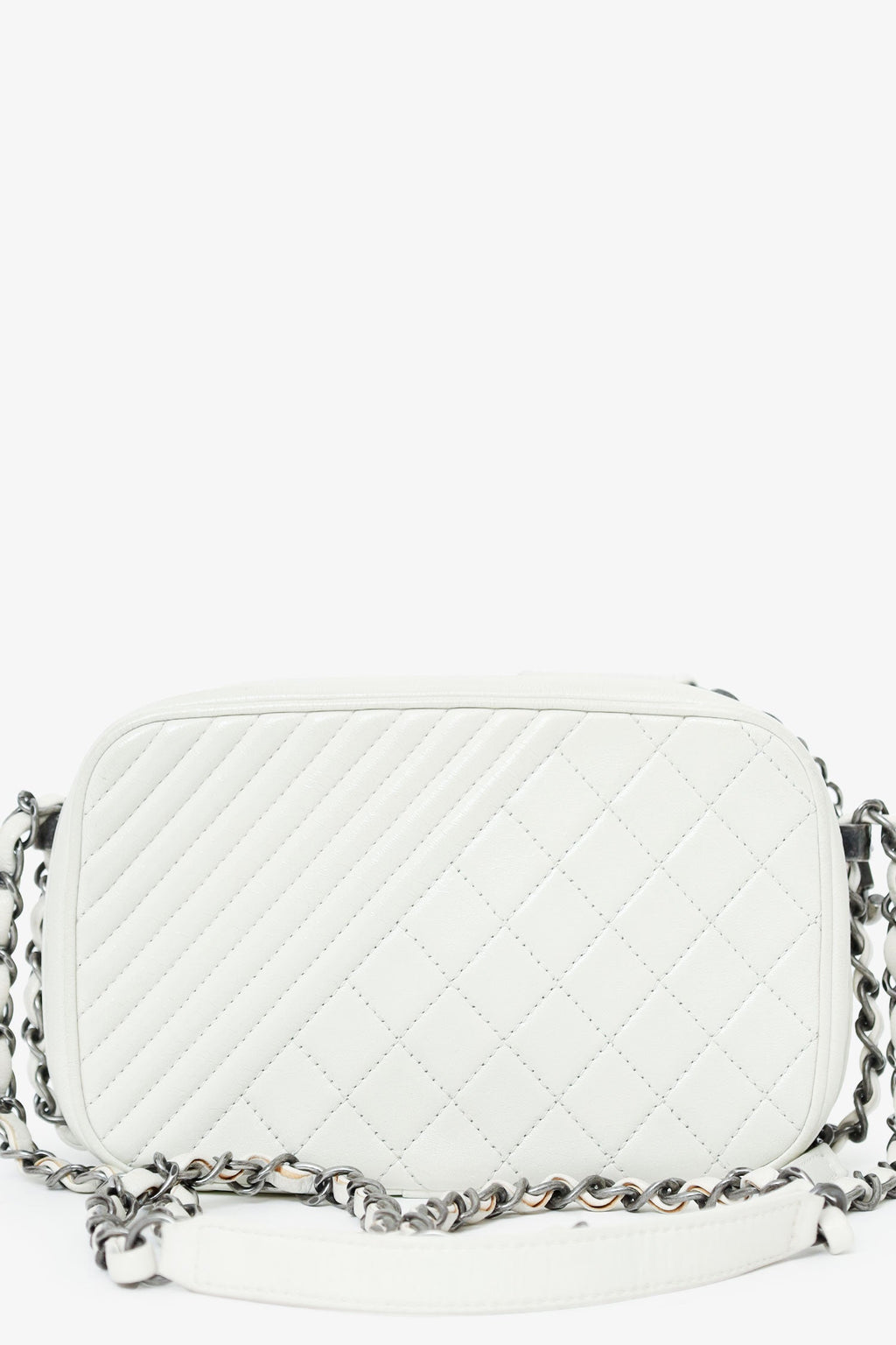 Chanel™ 2014-15 White Quilted Lambskin Leather Coco Boy Camera Bag