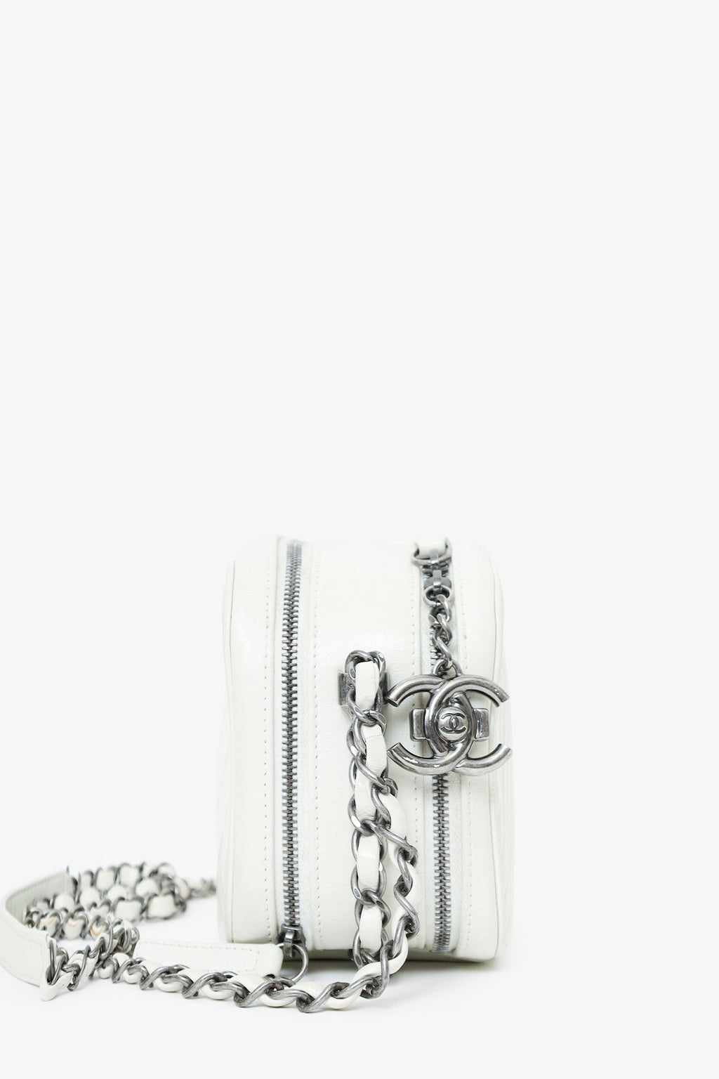 Chanel™ 2014-15 White Quilted Lambskin Leather Coco Boy Camera Bag
