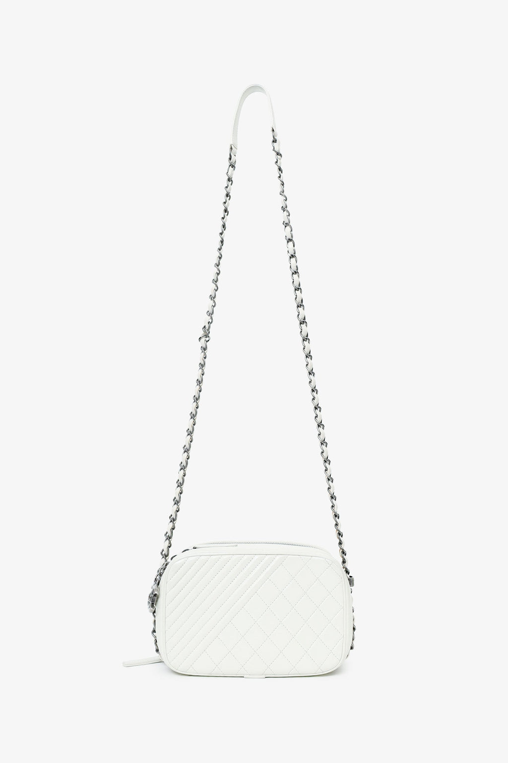 Chanel™ 2014-15 White Quilted Lambskin Leather Coco Boy Camera Bag