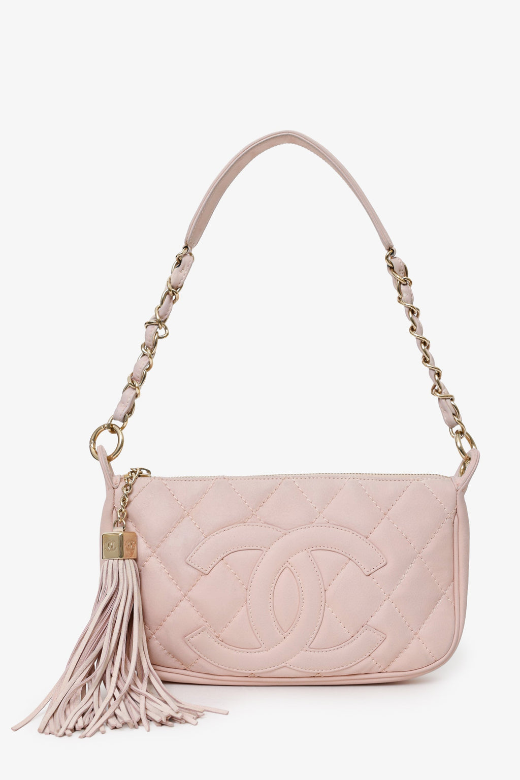 Chanel™ 2004-05 Pink Quilted Leather Tassel Timeless Pochette