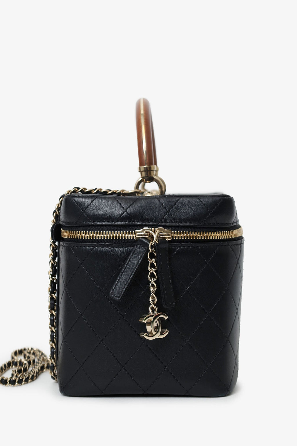 Chanel™ Black Quilted Lambskin Knock On Wood Vanity Case
