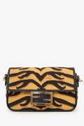 Fendi 2021 Tiger Embroidered Canvas Baguette Bag