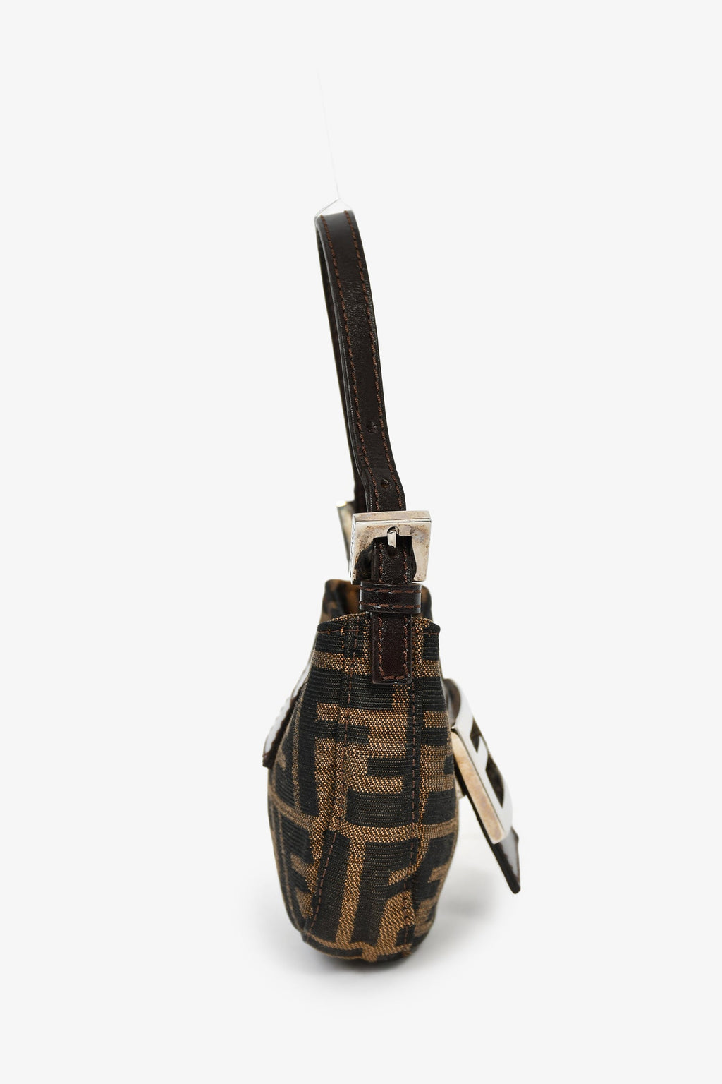 Fendi Brown Zucca Print Canvas Mini Half Moon Shoulder Bag