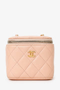 Chanel™ 2021 Pink Quilted Lambskin Pearl Crush Mini Vanity Case