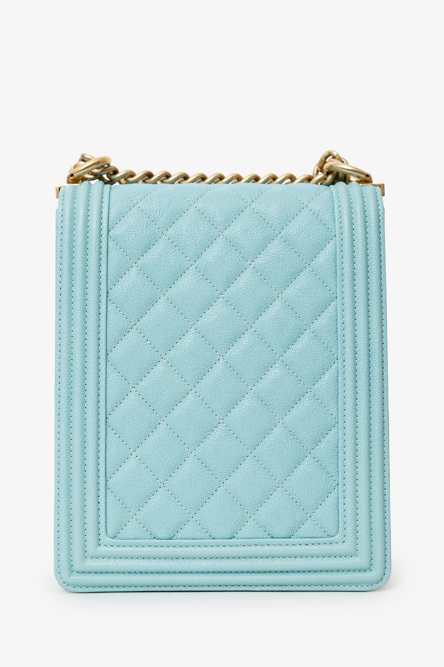 Chanel™ 2019 Teal Green Leather North/South Boy Shoulder Bag