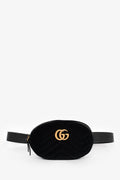 Gucci Black Chevron Velvet Marmont Belt Bag