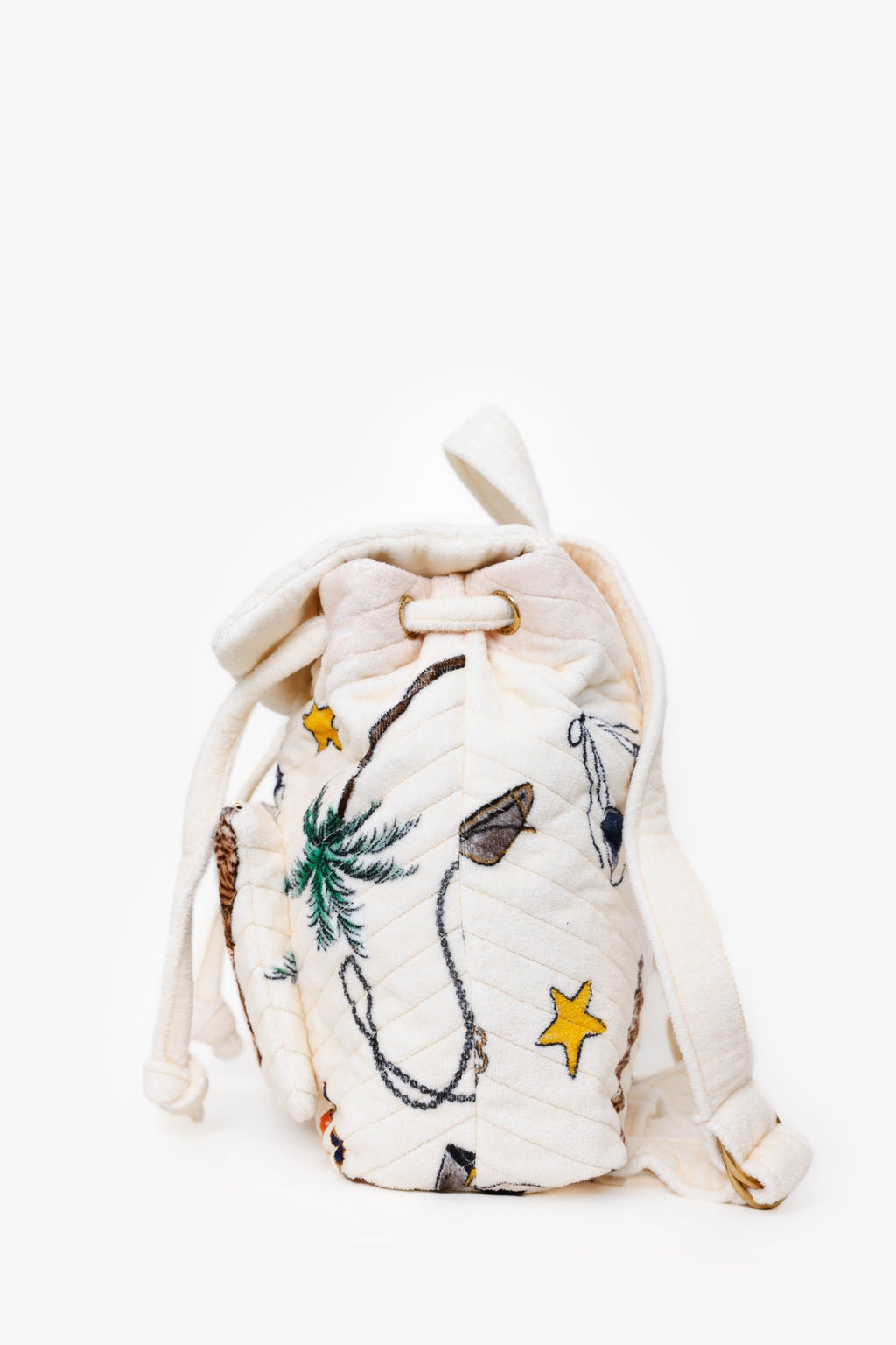 Saint Laurent White Terrycloth Summer Print Backpack