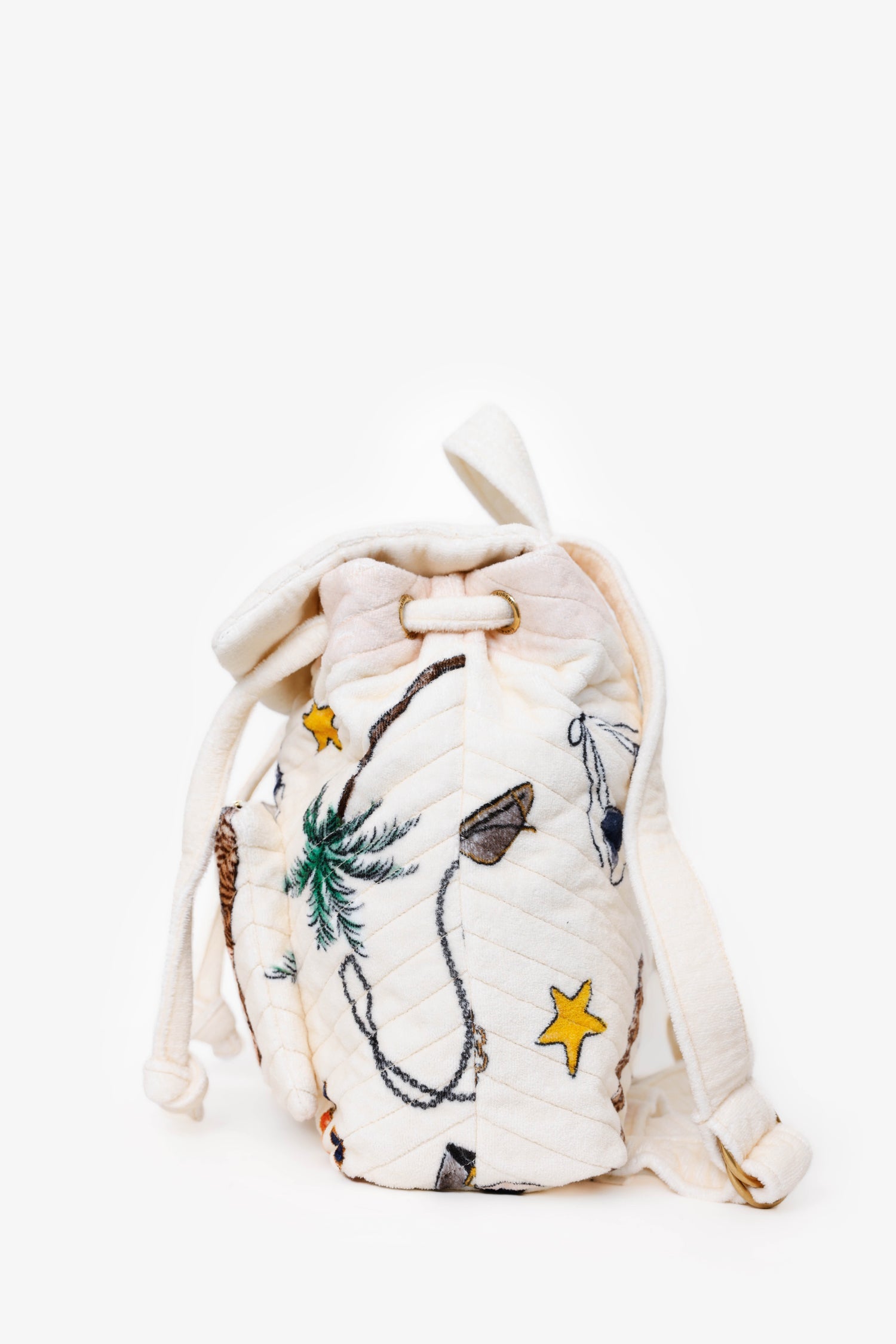 Saint Laurent White Terrycloth Summer Print Backpack