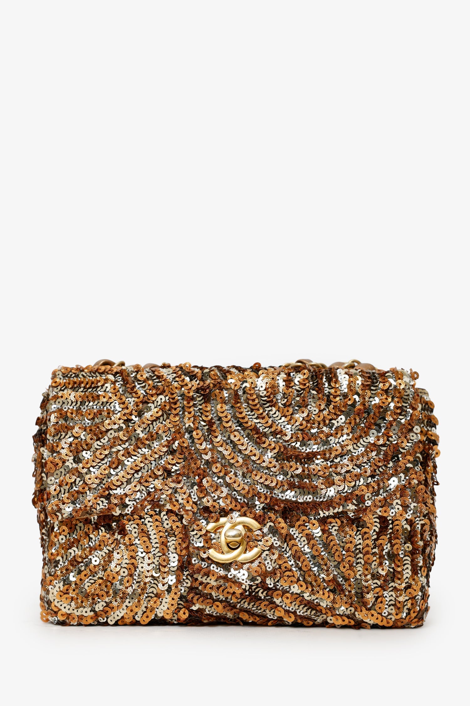 Chanel™ 2019 Limited Edition Brown Sequins Mini Rectangular Single Flap