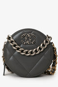 Chanel™ Grey Lambskin 19 Round Crossbody Silver Hardware