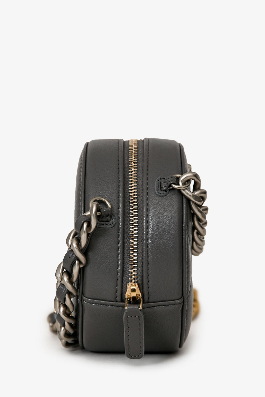 Chanel™ Grey Lambskin 19 Round Crossbody Silver Hardware