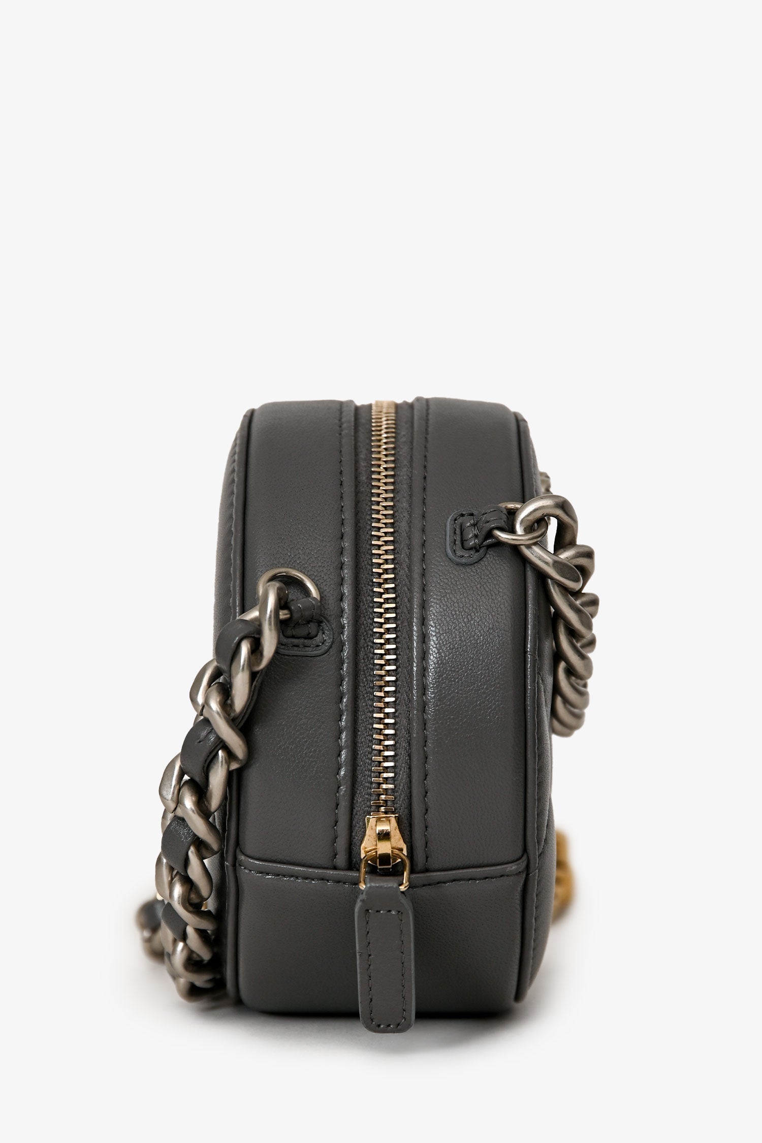 Chanel™ Grey Lambskin 19 Round Crossbody Silver Hardware