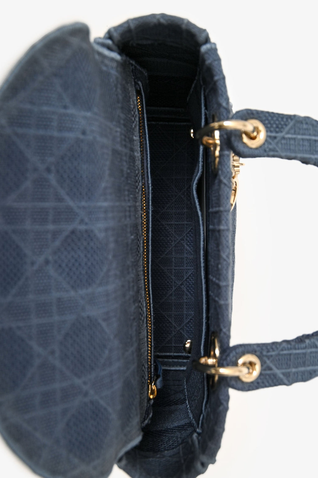 Christian Dior 2020 Blue Denim Lady D-Lite Top Handle With Strap