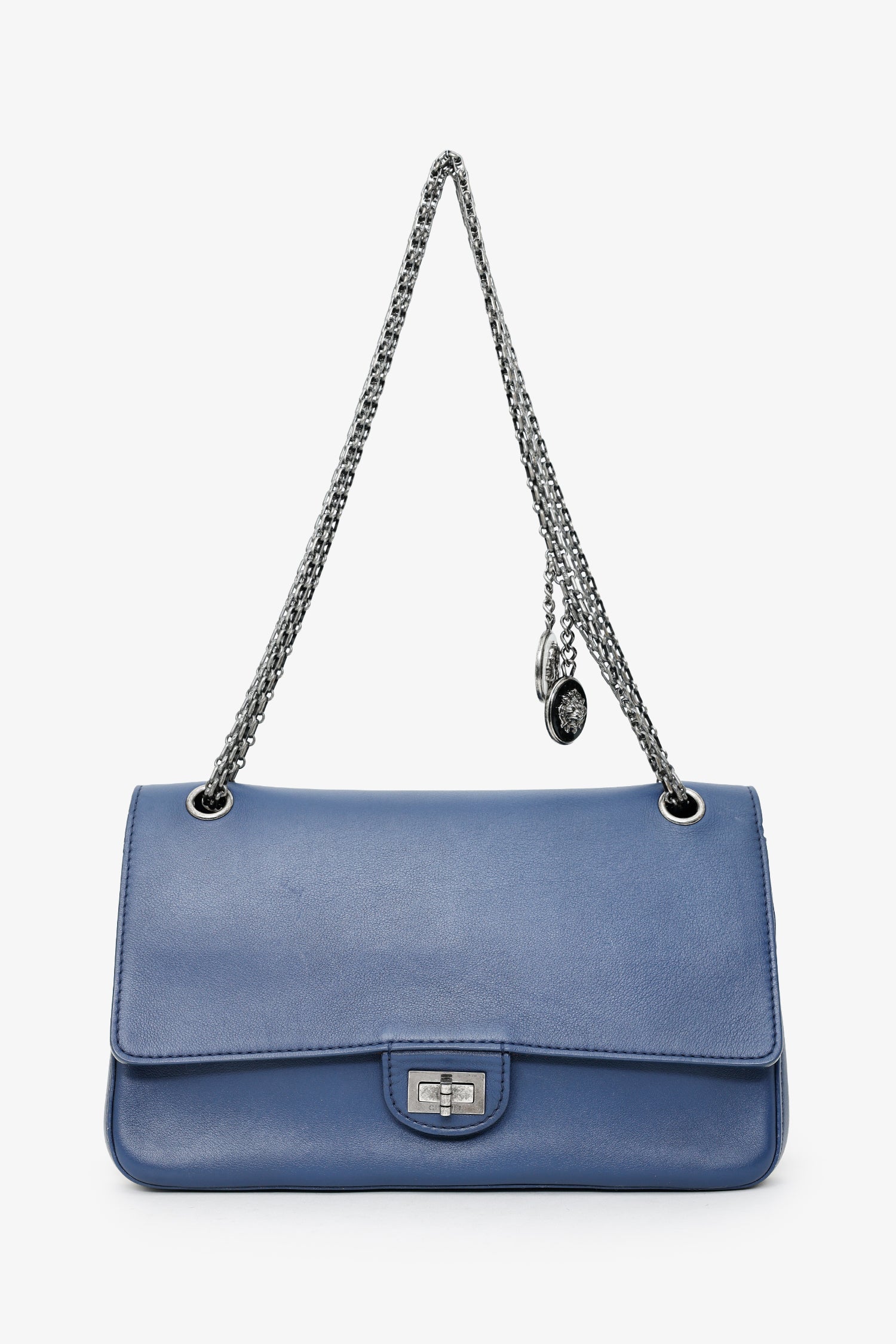 Chanel™ 2017 Navy Leather Medallion Charm Reissue 2.55 Shoulder Bag