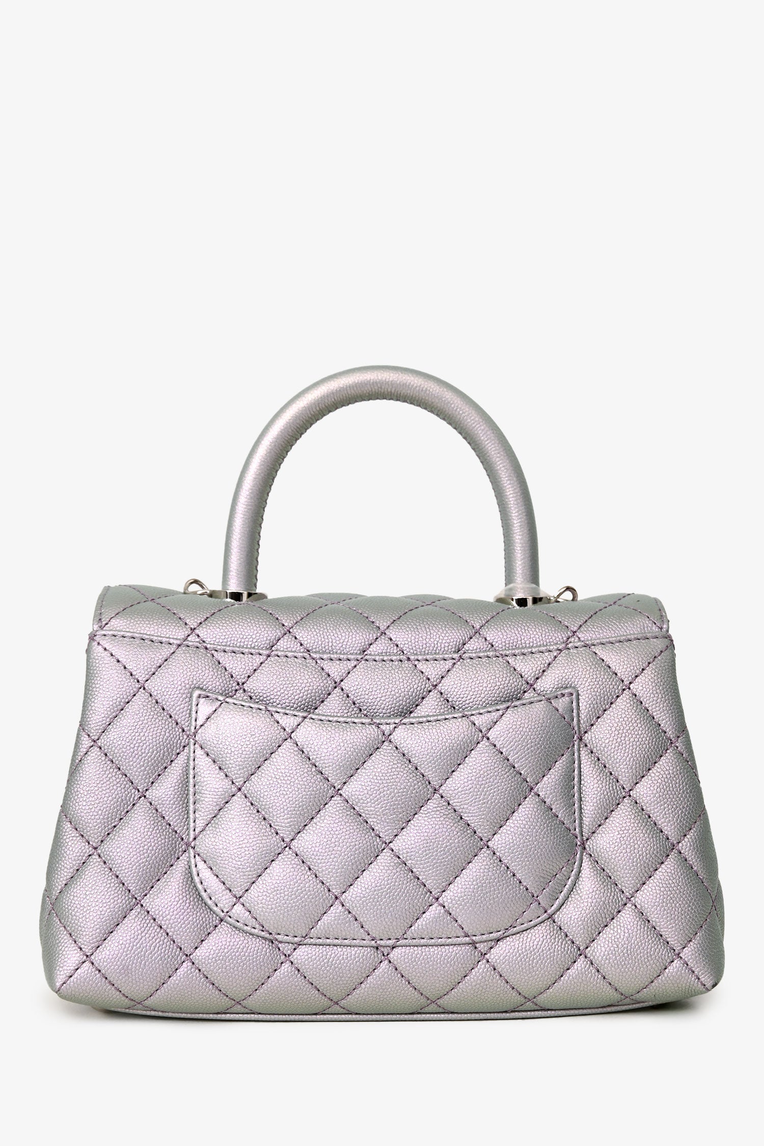 Chanel™ 2021 Metallic Champagne Gold Quilted Caviar Mini Coco Top Handle Bag