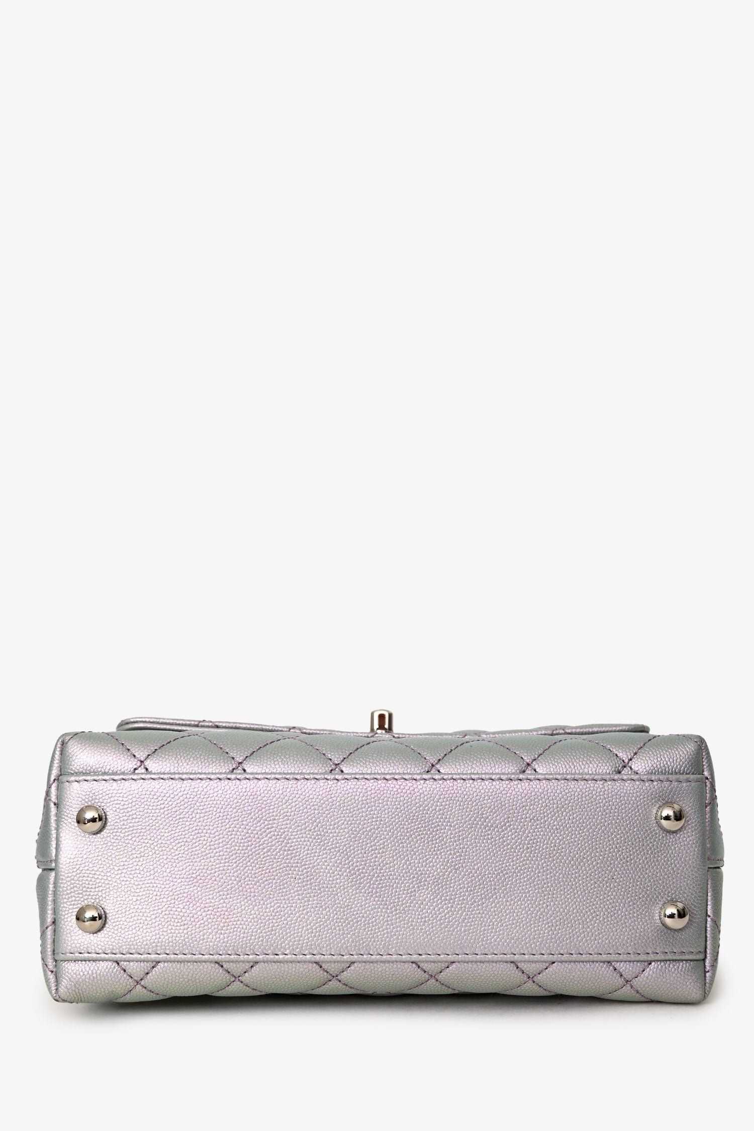 Chanel™ 2021 Metallic Champagne Gold Quilted Caviar Mini Coco Top Handle Bag
