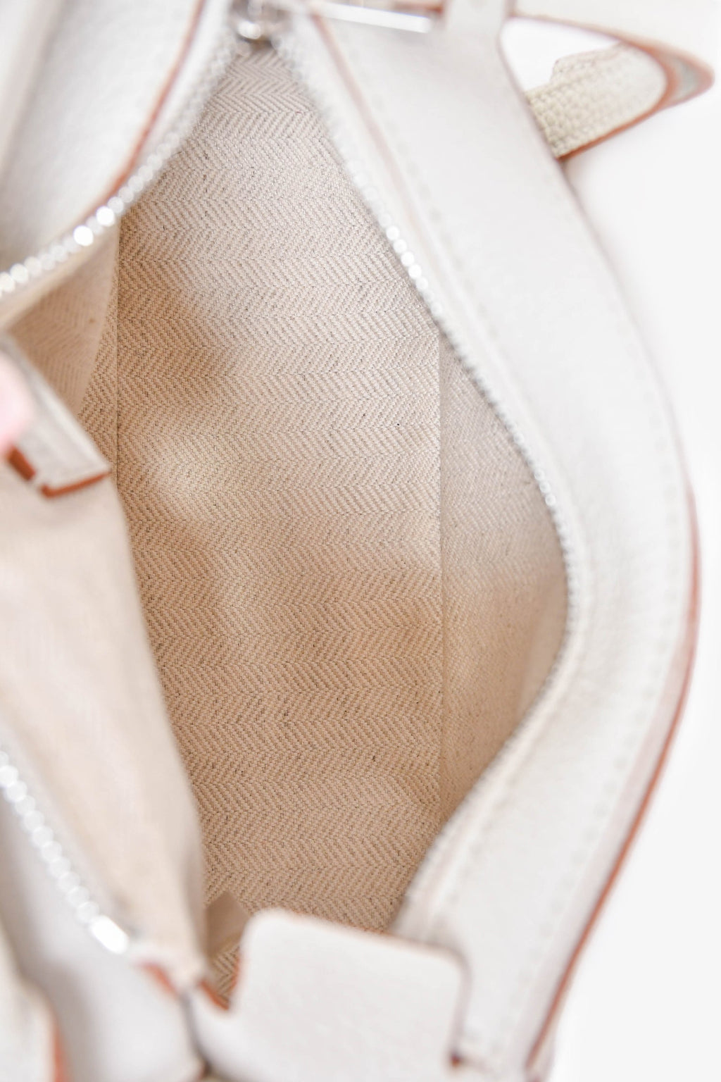 Loewe 2021 White/Brown Contrast Leather Mini Puzzle Bag with Strap