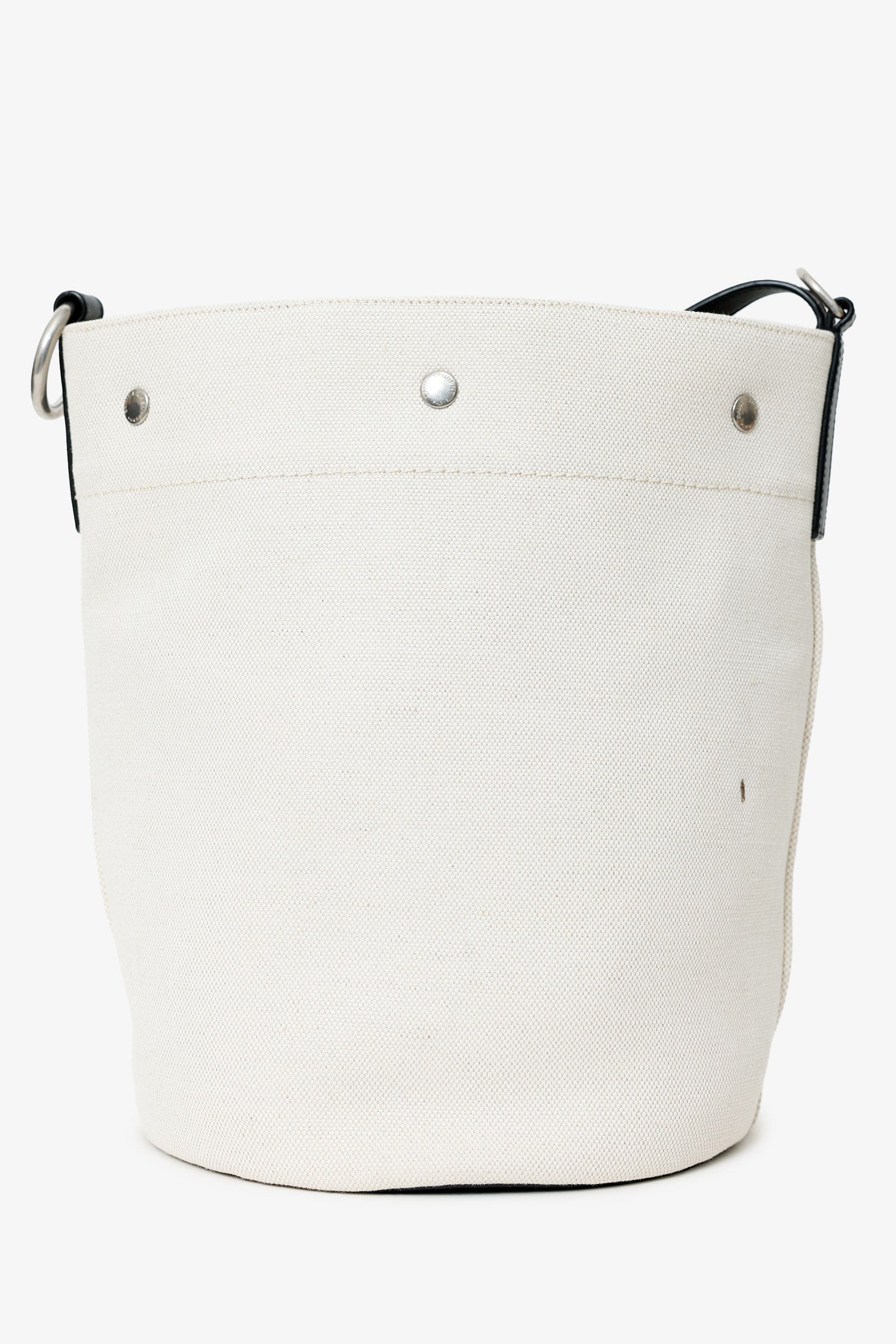 Saint Laurent White Rive Gauche Linen Bucket Bag With Pouch