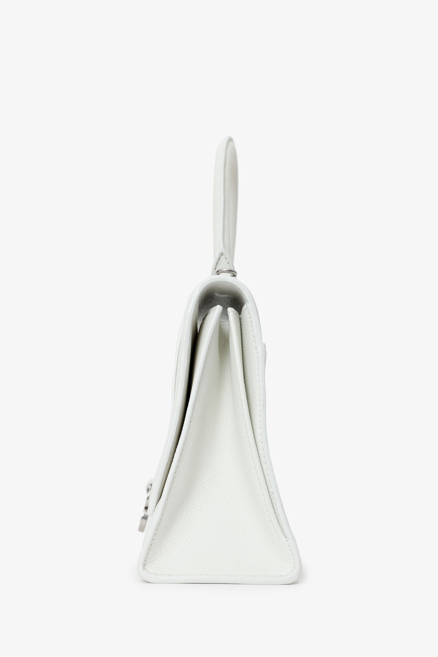 Balenciaga White Grained Leather Small Hourglass Bag With Strap