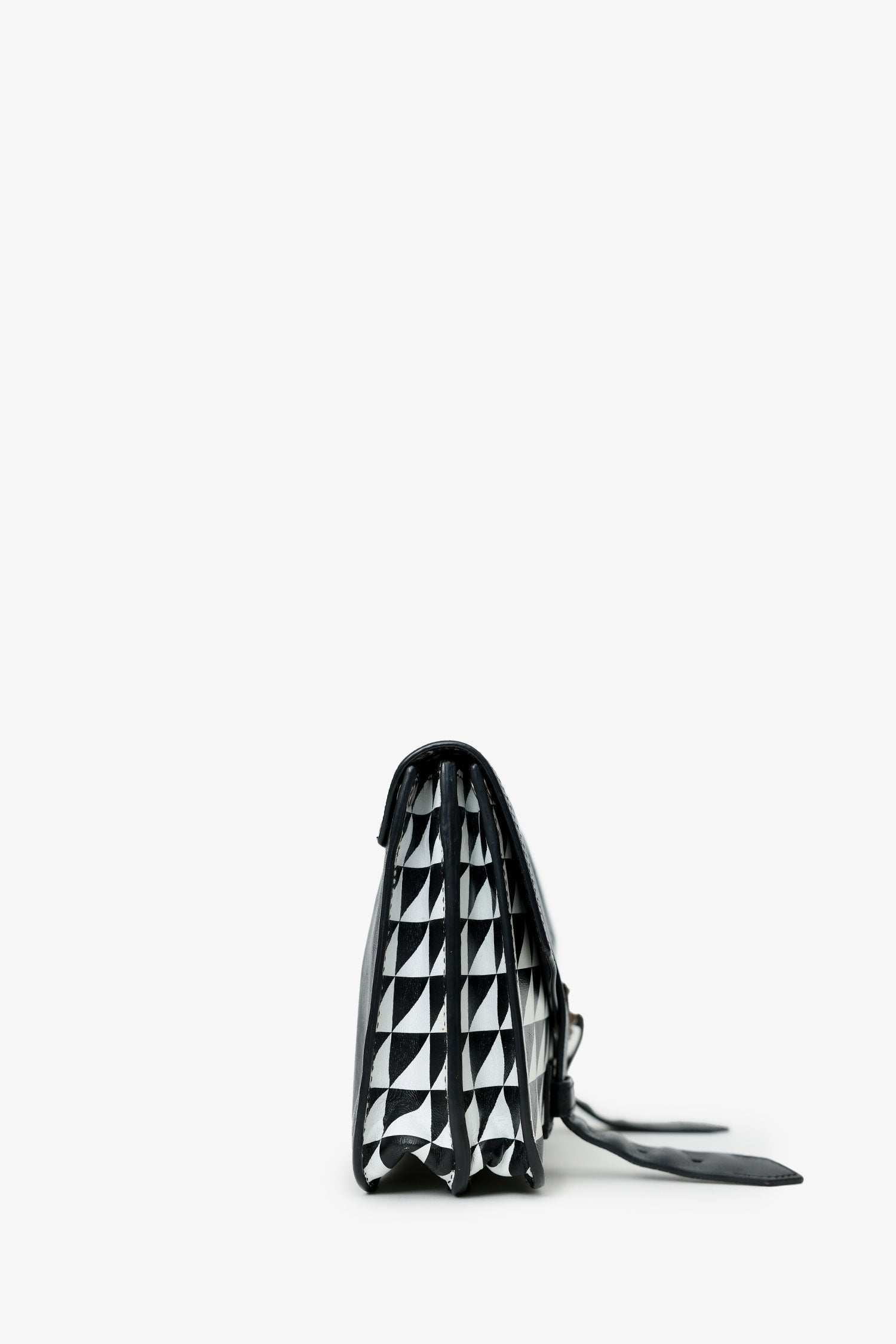 Proenza Schouler Black/White Leather Geometric Print Clutch