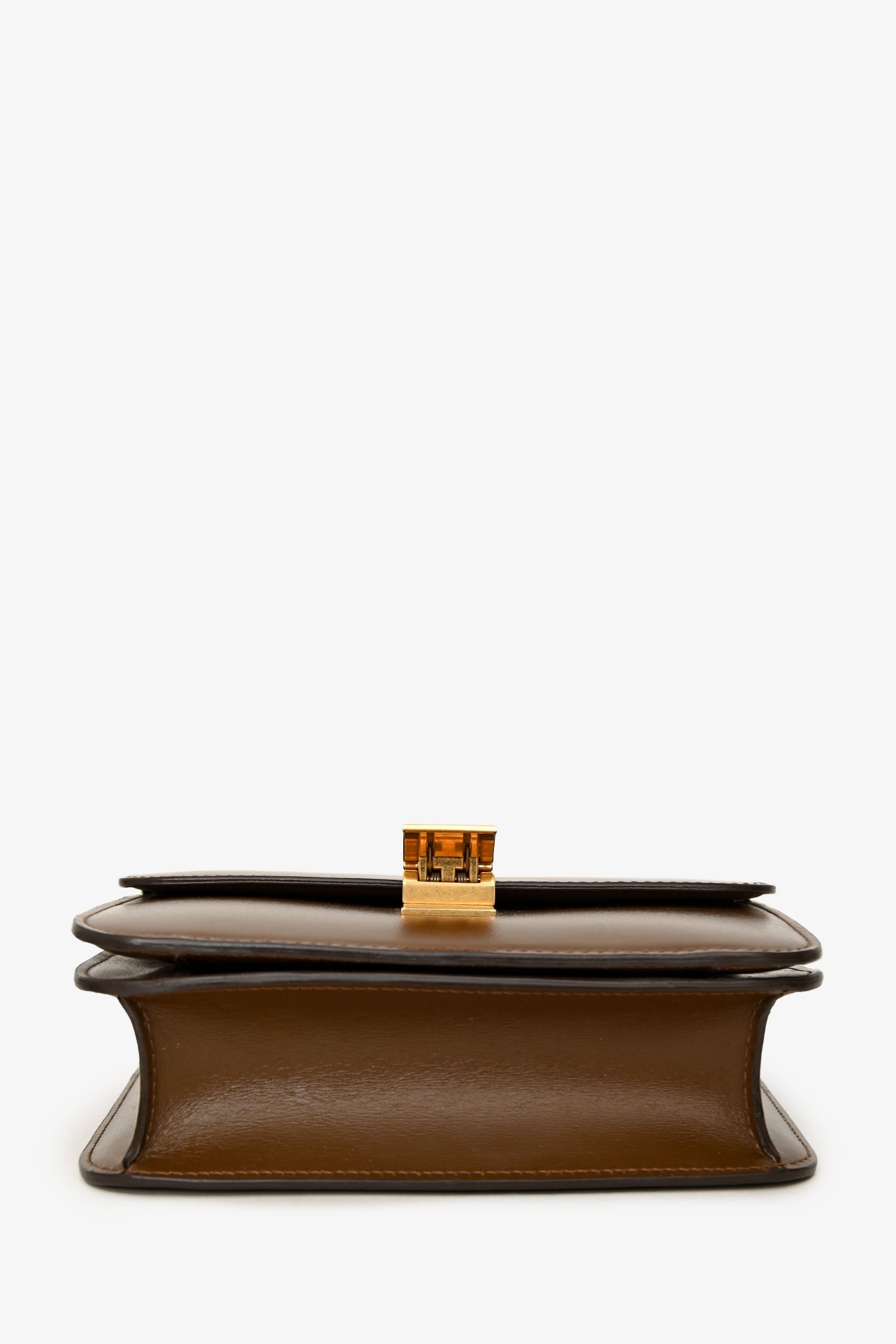Celine Brown Leather Small Box Crossbody Bag