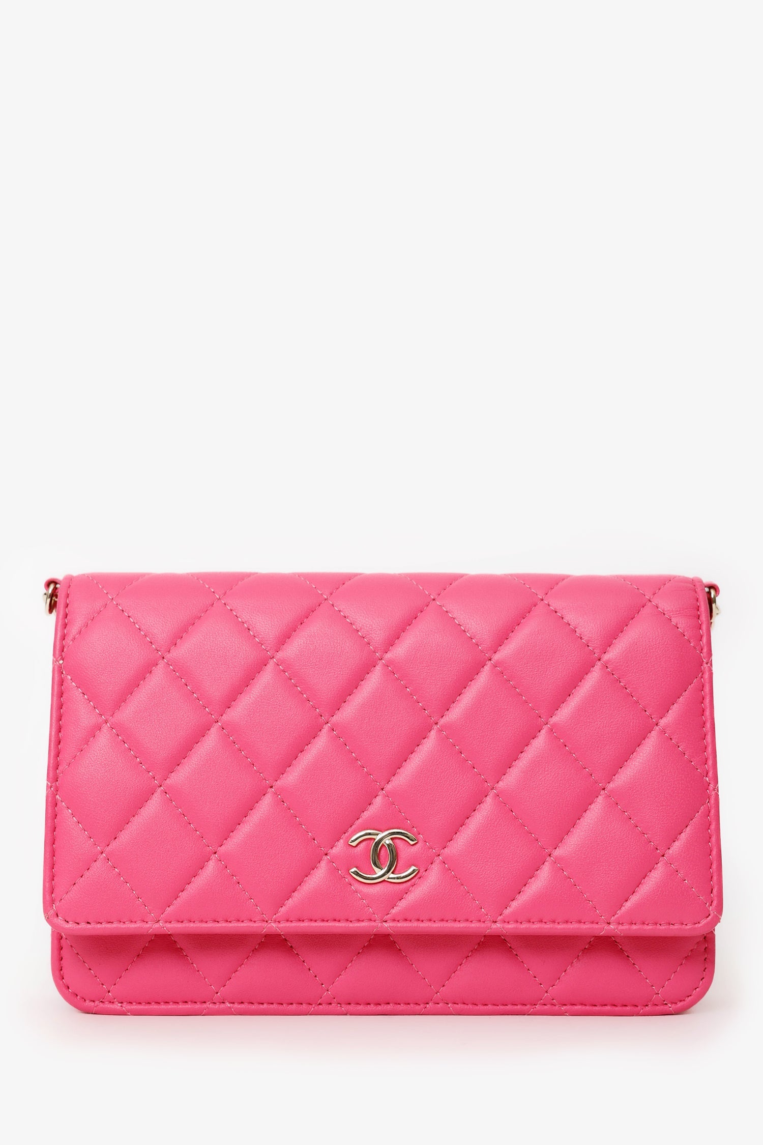 Chanel™ 22P Pink Quilted Lambskin Pearl Wallet on Chain