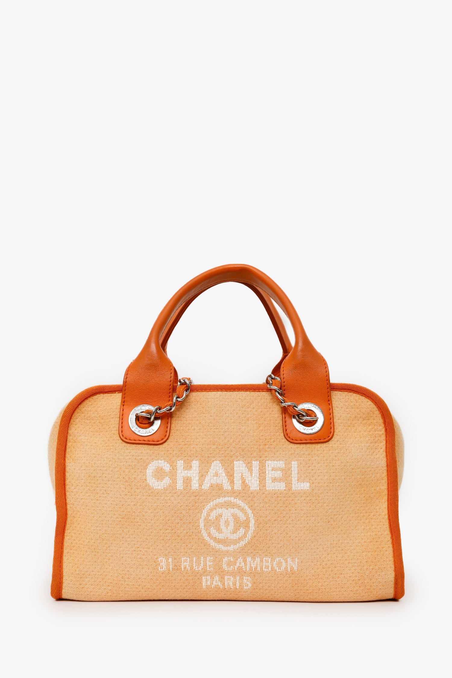 Chanel™ 2014-15 Orange Canvas Deauville Mini Bowling Bag