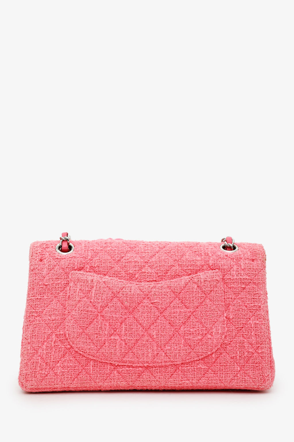 Chanel™ 2016 Pink Tweed Flower Classic Double Medium Flap Bag