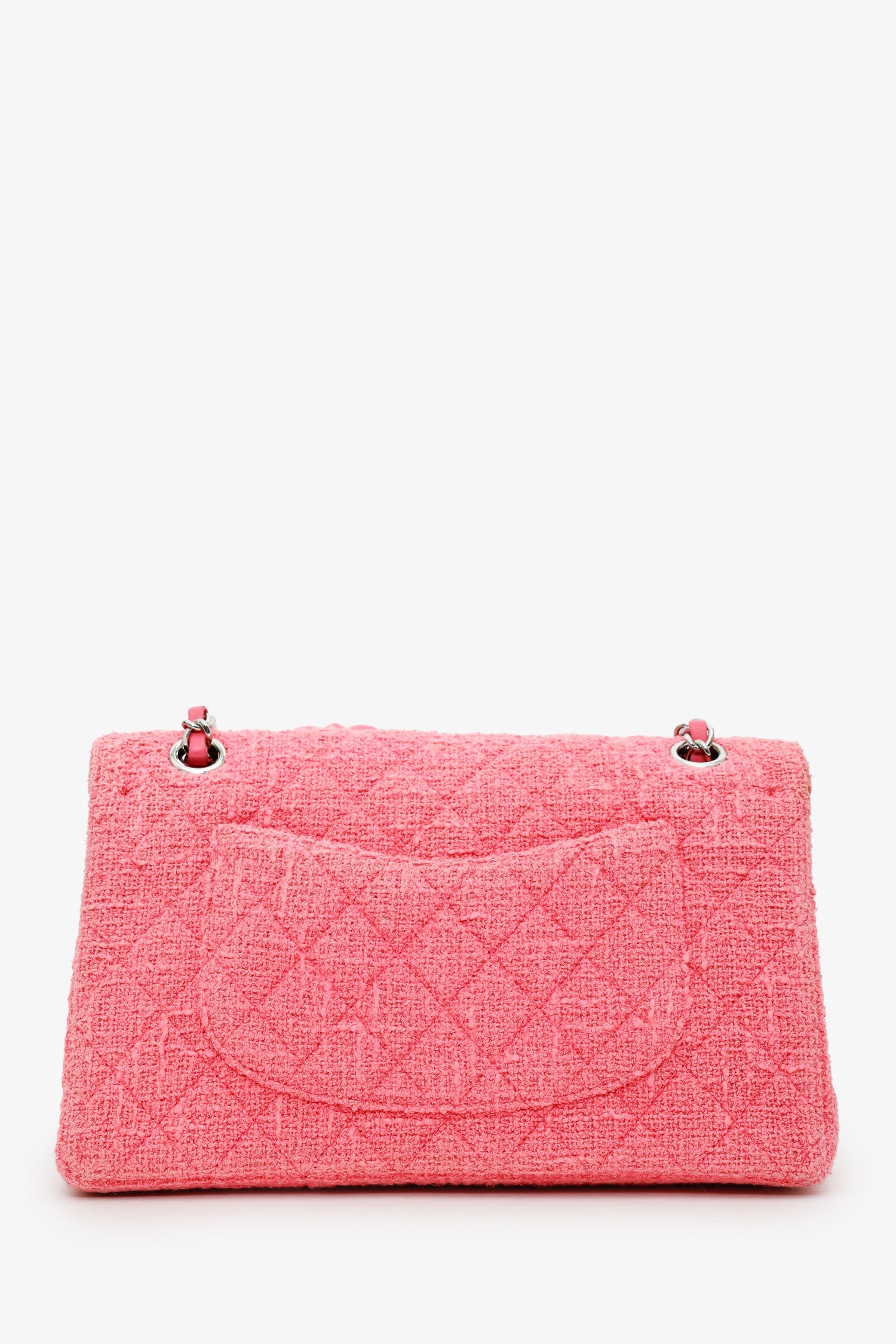 Chanel™ 2016 Pink Tweed Flower Classic Double Medium Flap Bag