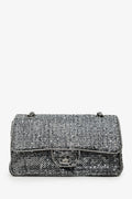 Chanel™ 2006-08 Silver Metallic Sequin Classic Single Flap Bag