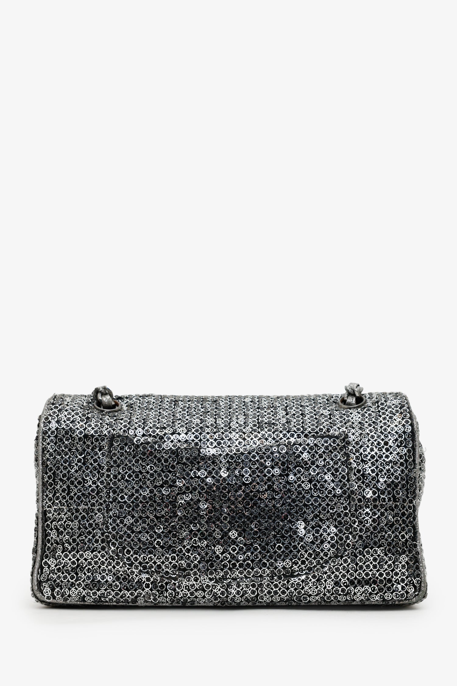 Chanel™ 2006-08 Silver Metallic Sequin Classic Single Flap Bag