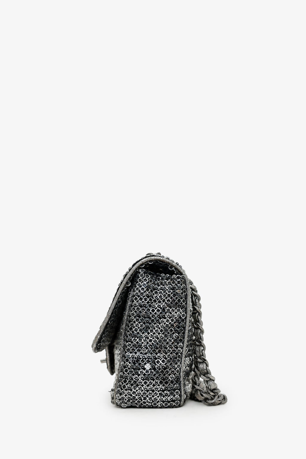 Chanel™ 2006-08 Silver Metallic Sequin Classic Single Flap Bag