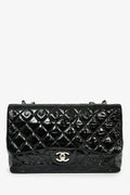 Chanel™ 2006-08 Black Glossy Patent Single Jumbo Flap Bag