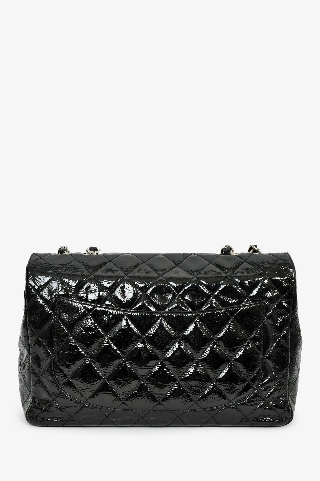 Chanel™ 2006-08 Black Glossy Patent Single Jumbo Flap Bag