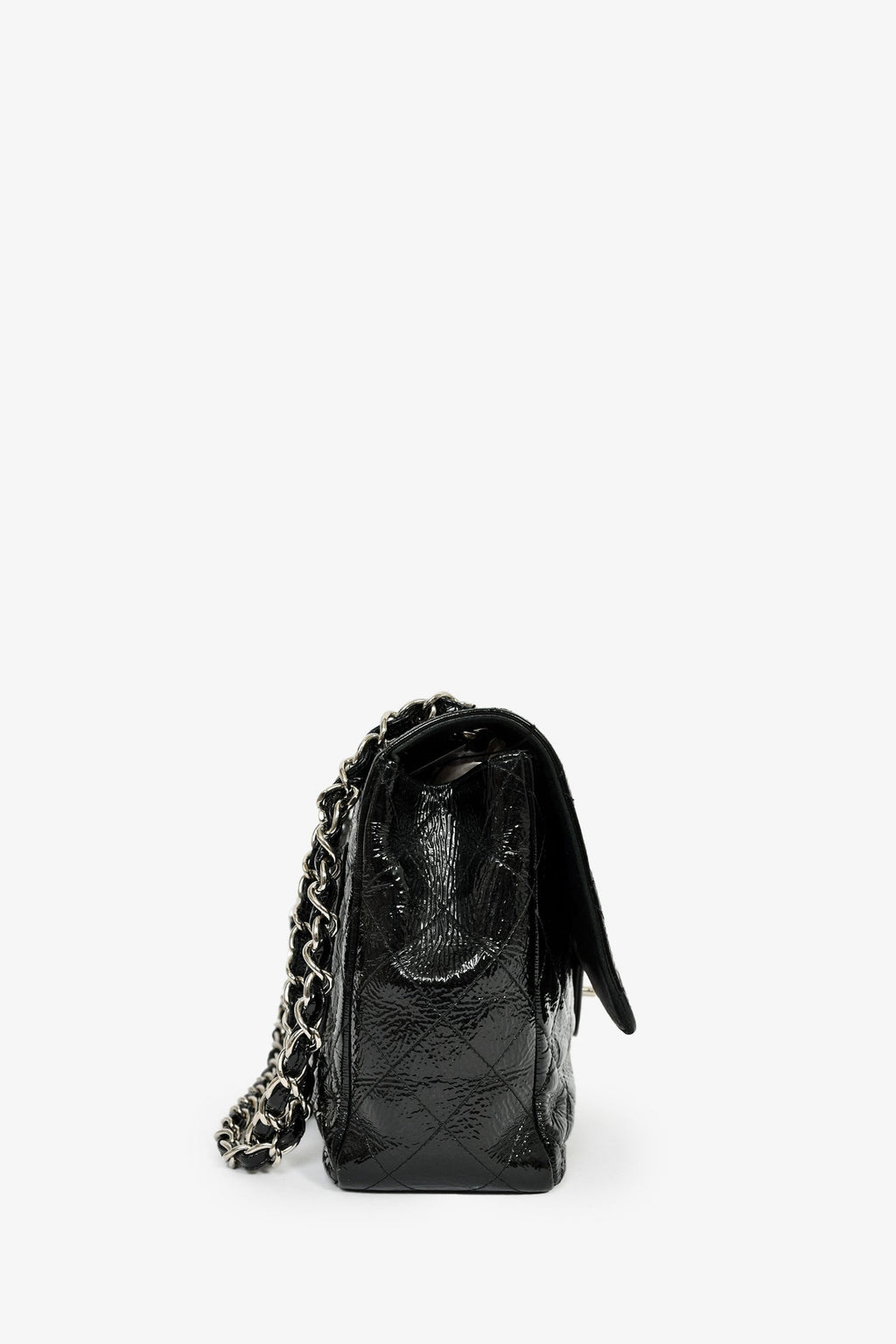 Chanel™ 2006-08 Black Glossy Patent Single Jumbo Flap Bag
