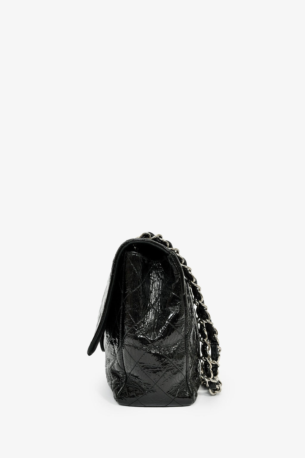 Chanel™ 2006-08 Black Glossy Patent Single Jumbo Flap Bag