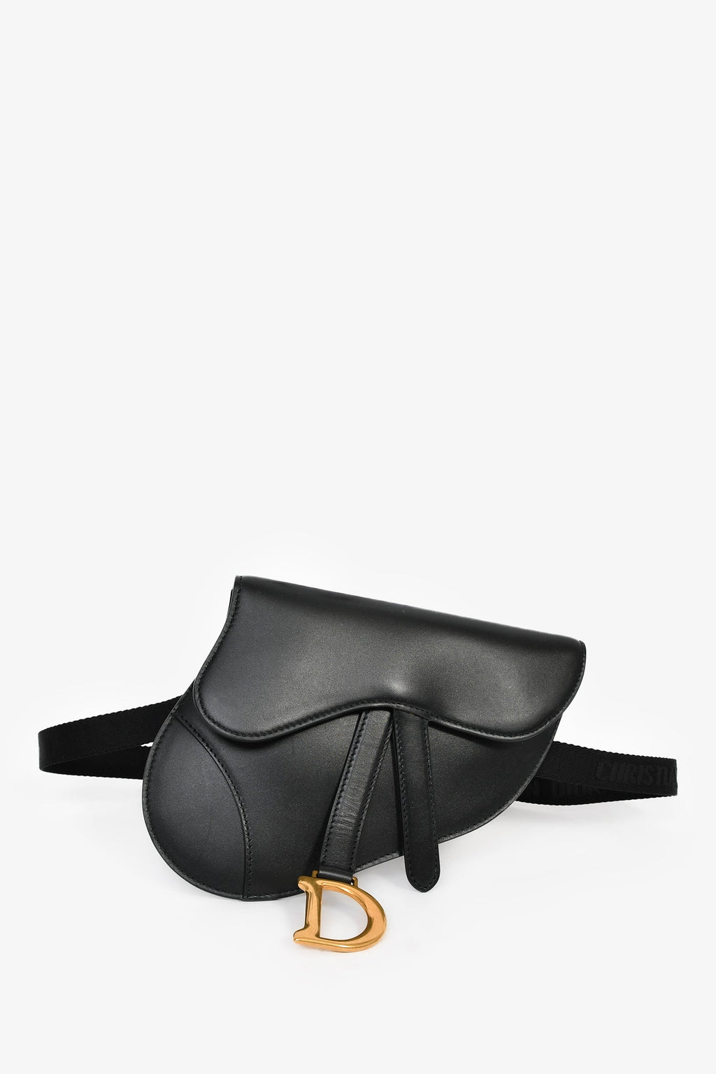 Christian Dior 2019 Black Leather Saddle Belt Bag