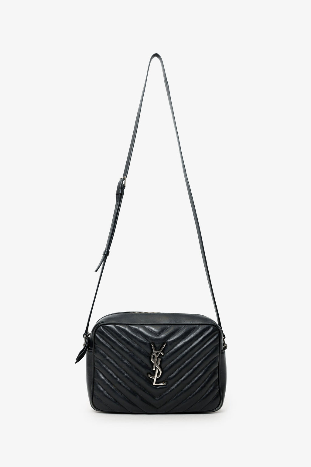 Saint Laurent Black Quilted Leather Lou Crossbody Bag