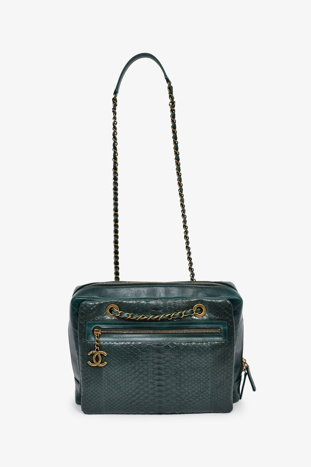 Chanel™ 2015-16 Green Leather/Python Urban Mix Tote