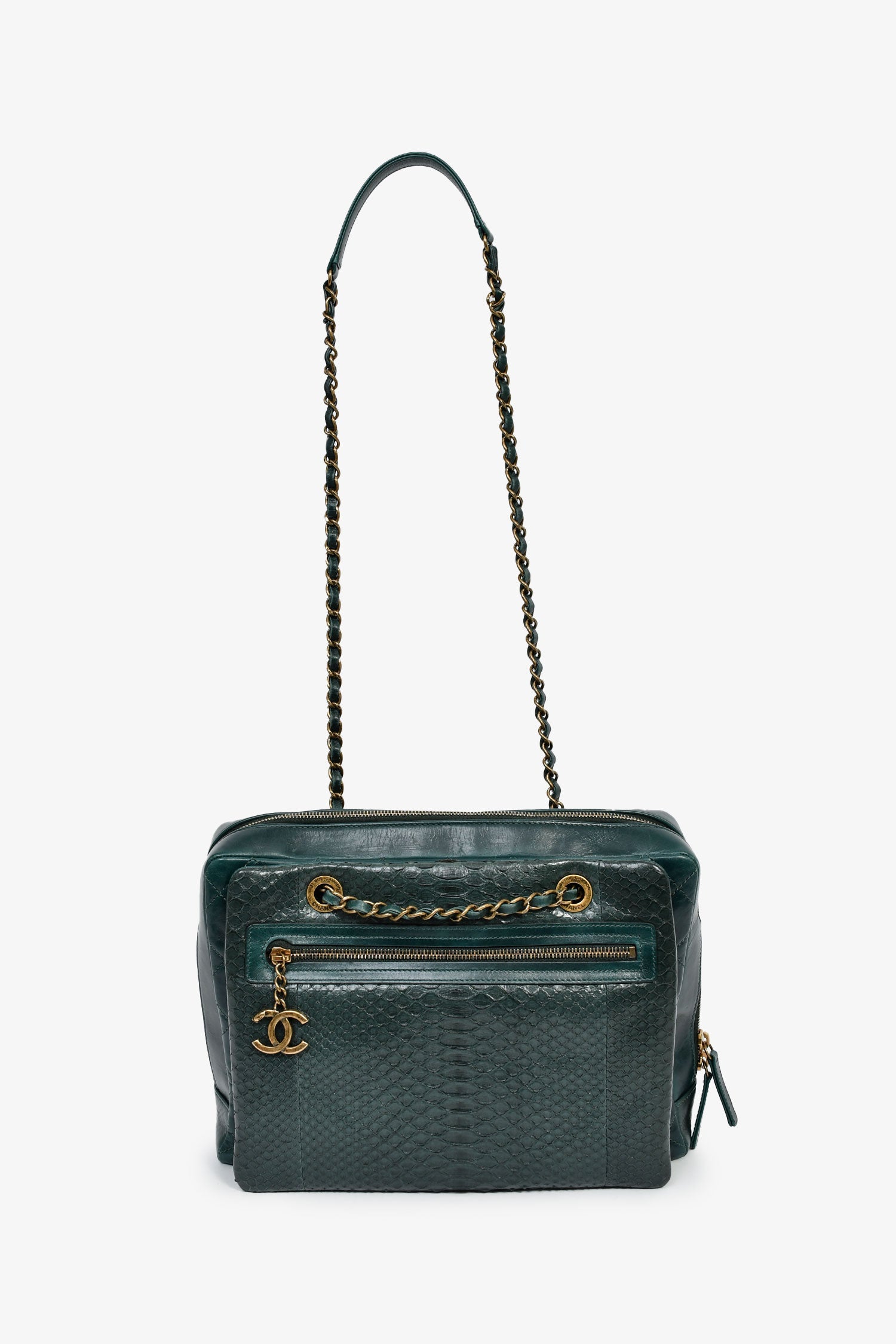 Chanel™ 2015-16 Green Leather/Python Urban Mix Tote