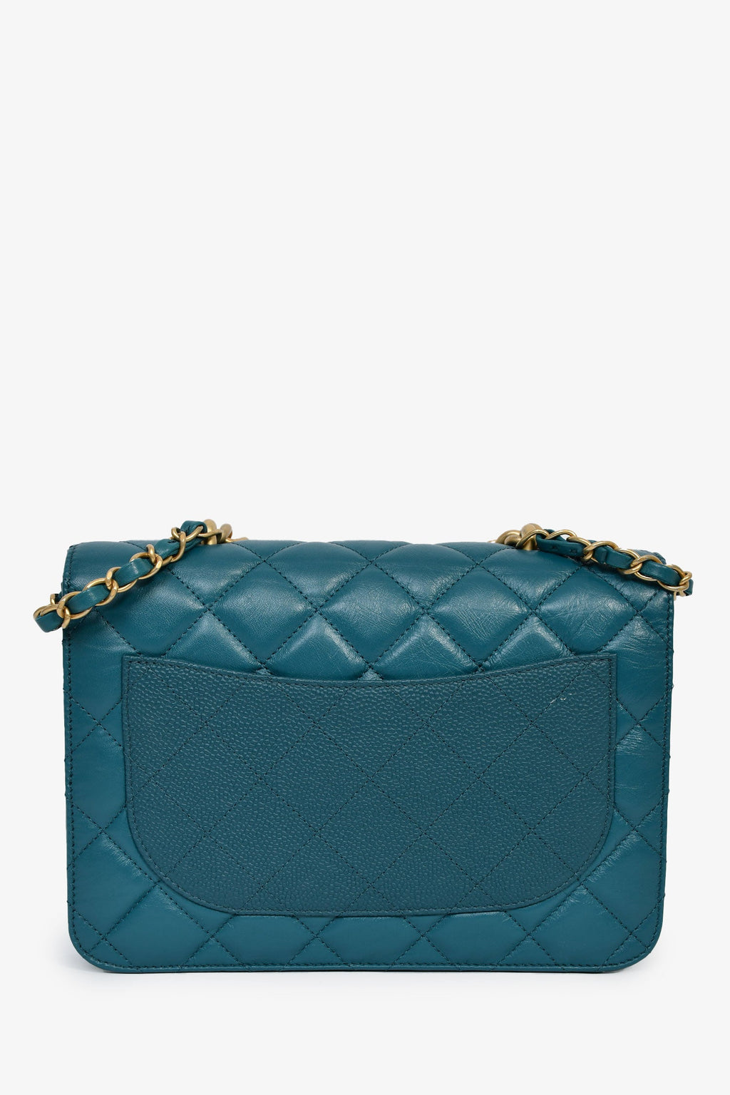 Chanel™ 2019 Teal Leather Front Pocket CC Flap