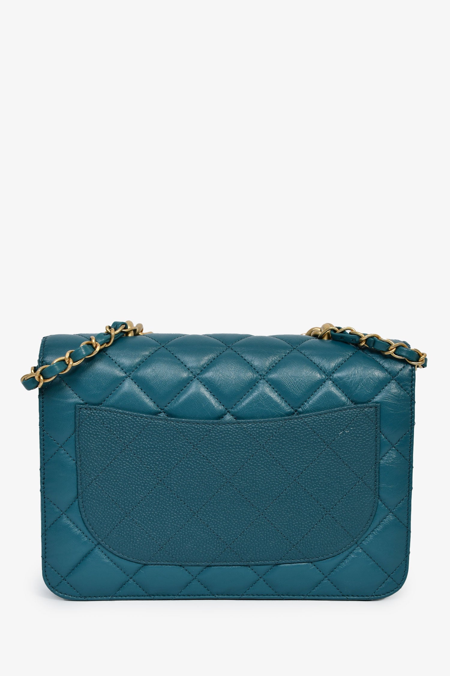 Chanel™ 2019 Teal Leather Front Pocket CC Flap