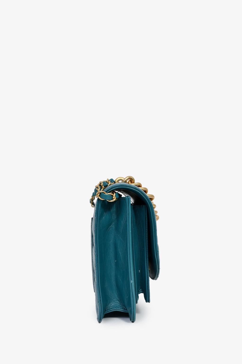 Chanel™ 2019 Teal Leather Front Pocket CC Flap