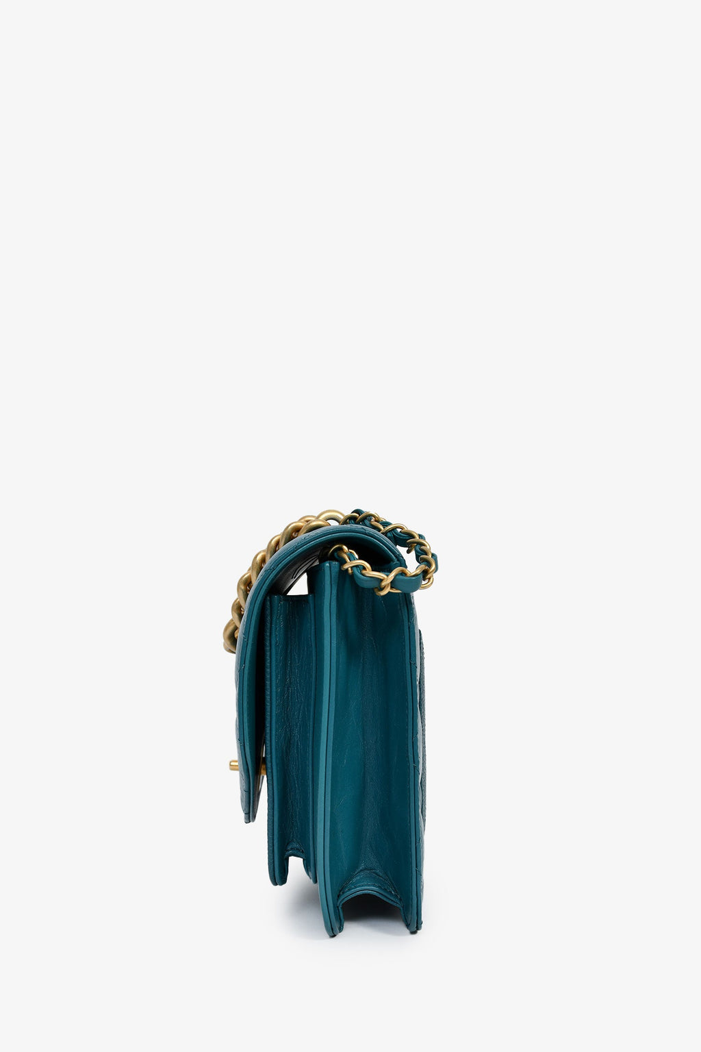 Chanel™ 2019 Teal Leather Front Pocket CC Flap